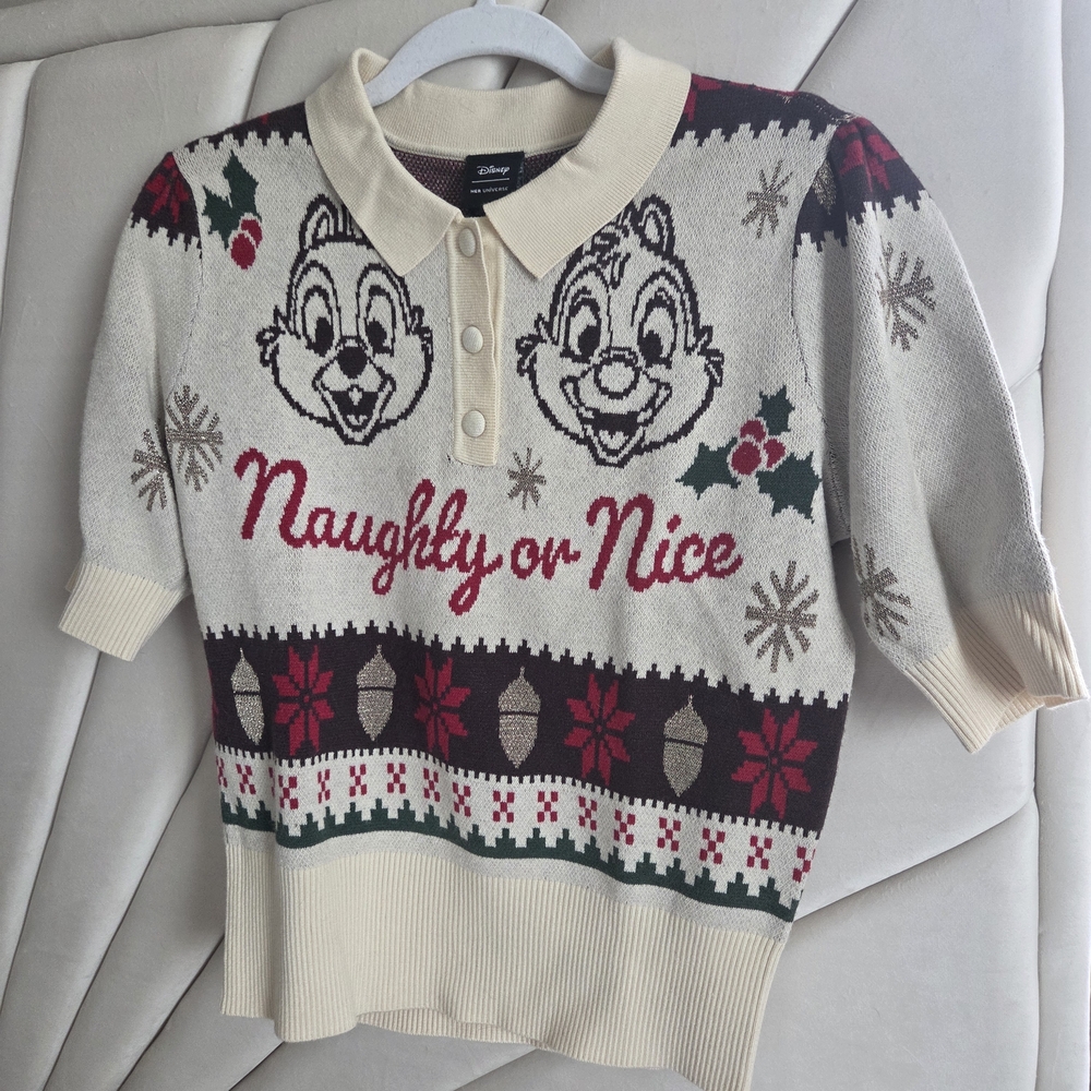 NWT Disney Her Universe Chip & Dale Naughty or Nice Sweater